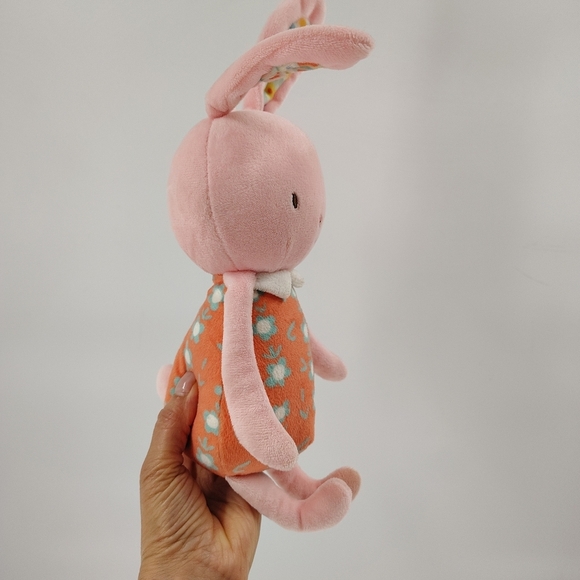 Bunnies By The Bay 14" Pink Rabbit Plush Doll Orange Dress Baby Cuddle Toy - Picture 3 of 10